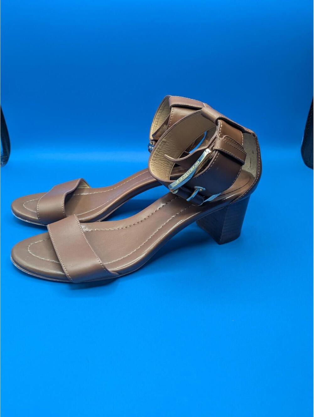 Michael Kors Women's Brown Open Toe Ankle Strappy Block Heel Sandals Size 8.5